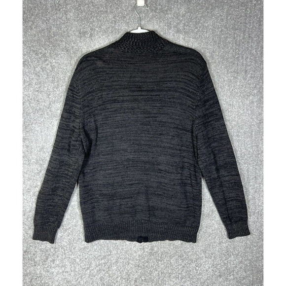Apt 9 Rib Knit Zip Space Dye Sweater Mens Medium Pockets Black Gray Long Sleeve - Picture 2 of 16